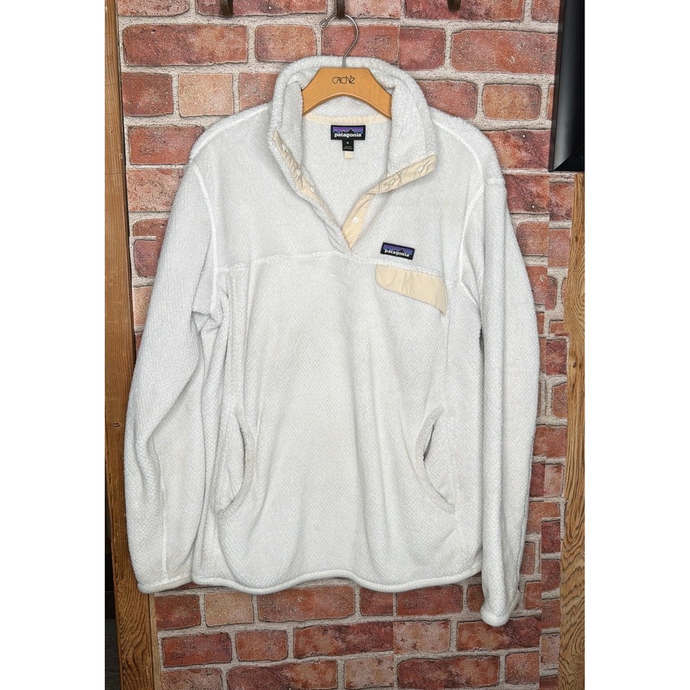 Patagonia Snap-T Fleece Pullover Cream White XL‎ Synchilla Womens Quarter Snap